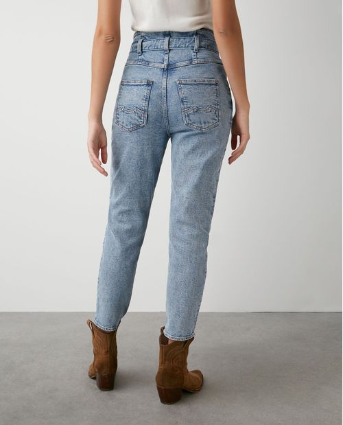 Jean de Mujer Paper Bag Fit, Bota Skinny - Azul Medio