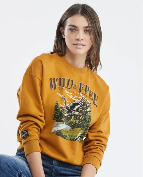 Buzo de Mujer, Tipo Sweater, Cerrado Cuello Redondo - Gráfico Frontal Wild & Free