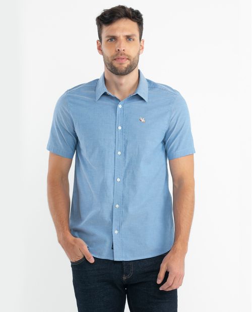 Camisa de Hombre, Slim Fit Manga Corta - 100% Algodón Oxford
