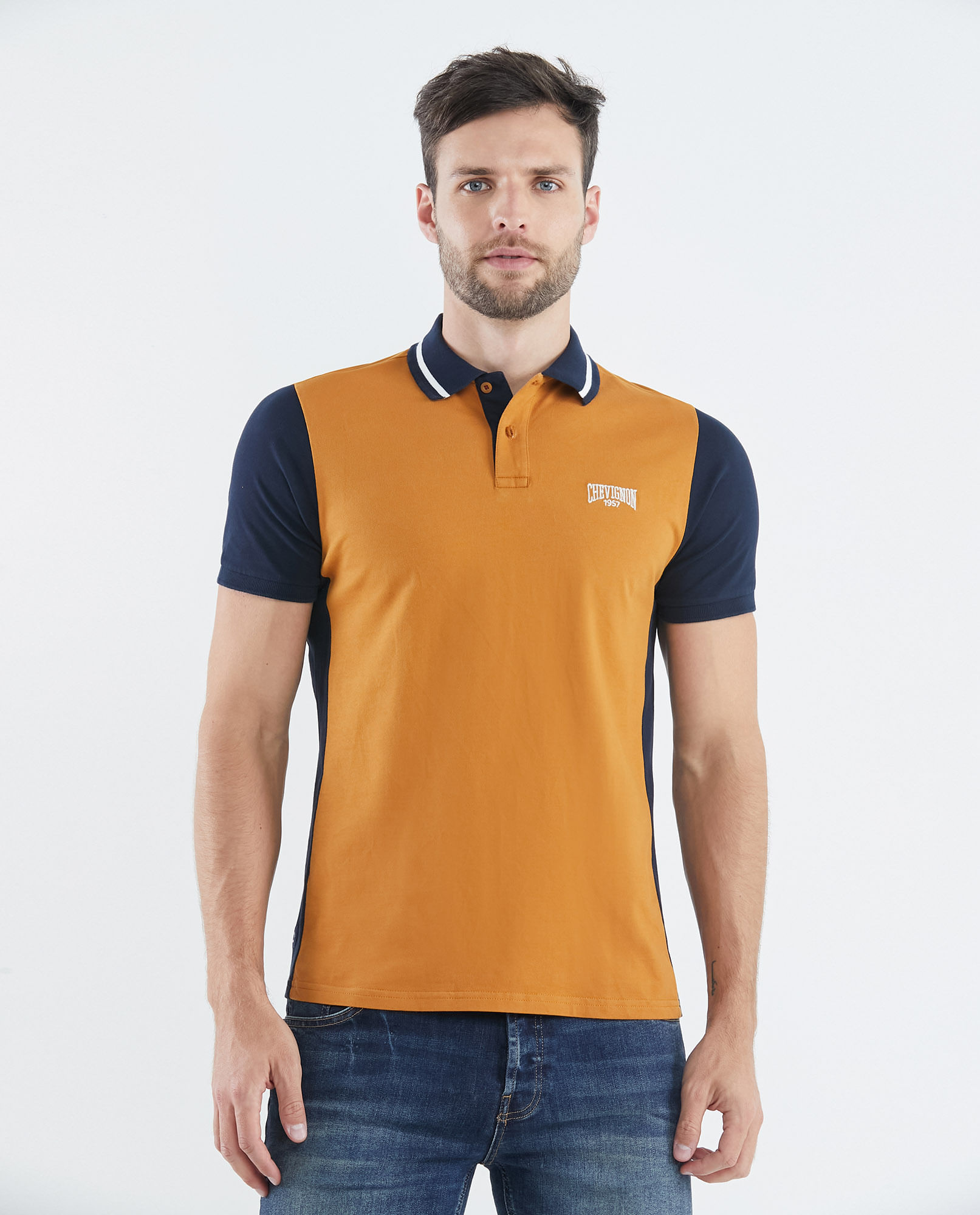 Camiseta de Hombre Tipo Polo, Slim Corta - Bloque de Color | Tienda