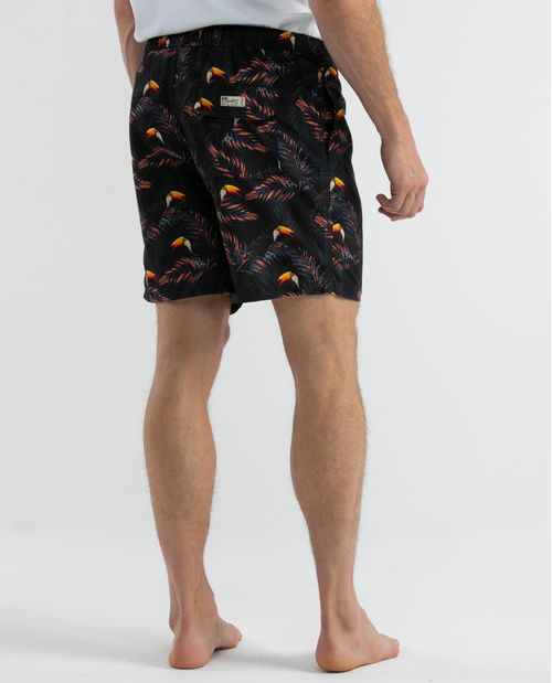 Pantaloneta de Baño Para Hombre, Regular Fit - Maxi Print Hojas y Tucanes