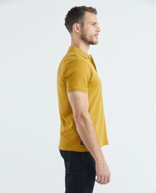 Camiseta de Hombre Tipo Polo, Slim Fit Manga Corta - Perilla Tejida a Rayas Botones Ocultos