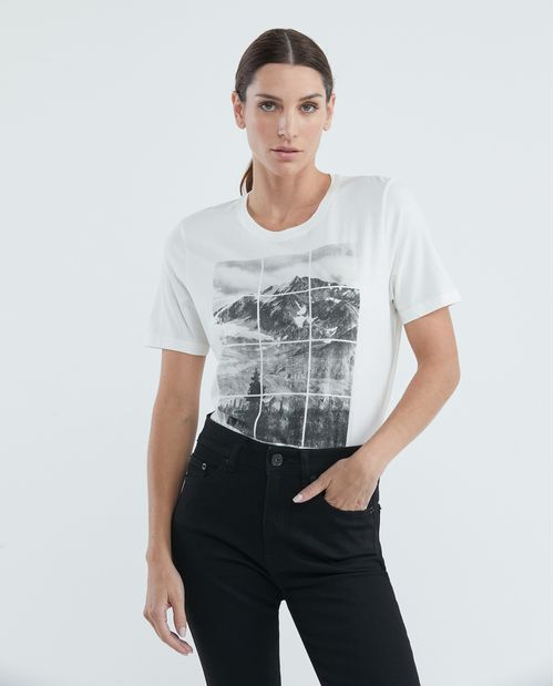 Camiseta Gráfica de Mujer, Manga Corta Cuello Redondo - Gráfico Estampado Photoprint