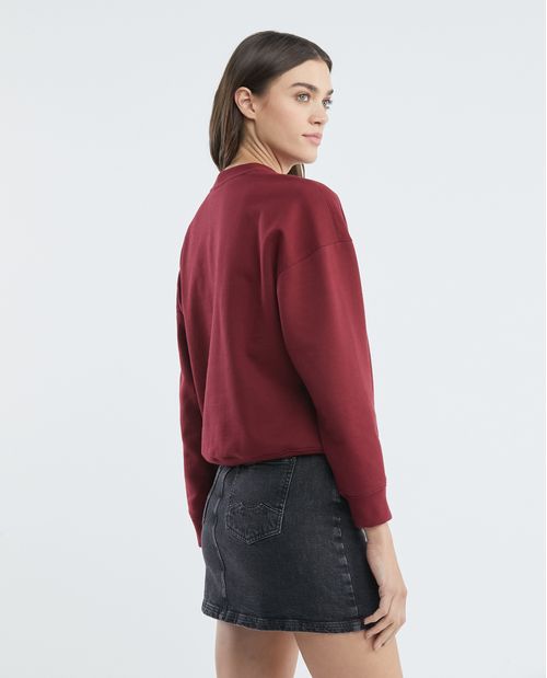 Buzo de Mujer, Tipo Sweater, Cerrado Cuello Redondo - Gráfico Frontal Textil + Flock