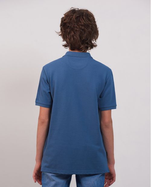 Camiseta de Niño Tipo Polo, Regular Fit Manga Corta - Cuello Tejido con Líneas en Contraste
