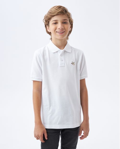 Camiseta de Niño Tipo Polo, Regular Fit Manga Corta - Diseño Básico Fondo Entero