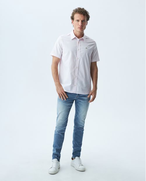 Camisa de Hombre, Slim Fit Manga Corta - Oxford 100% Algodón