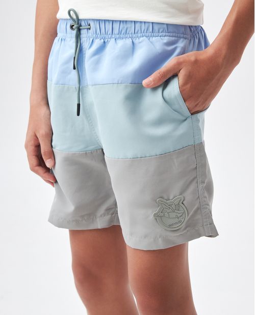 Pantaloneta de Baño Para Niño, Regular Fit - Bloques de Color