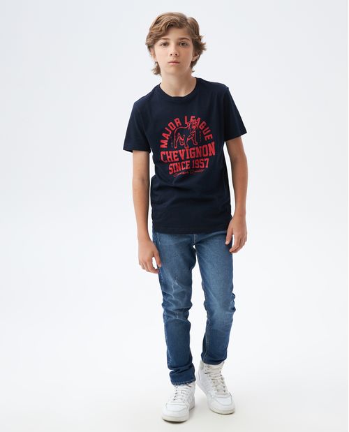 Camiseta Gráfica de Niño, Cuello Redondo - Diseño Tipográfico Frontal
