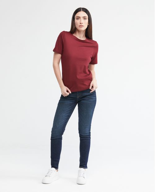 Camiseta Básica de Mujer, Manga Corta Cuello Redondo - 100% Algodón Pima