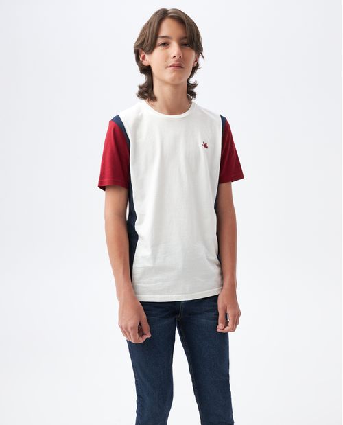 Camiseta de Niño, Cuello Redondo - Bloques de Color