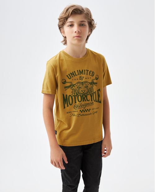 Camiseta Gráfica de Niño, Cuello Redondo - Diseño Frontal Estampado