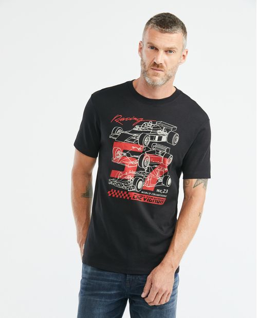 Camiseta Gráfica de Hombre, Slim Fit Cuello Redondo - Chevignon Racing 100% Algodón Doble Punto