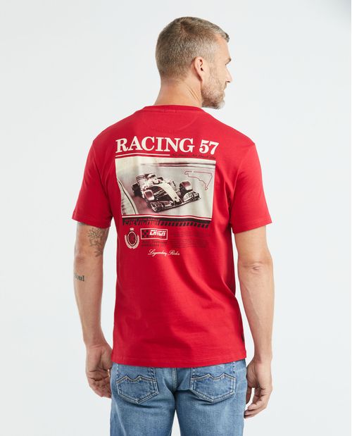 Camiseta Gráfica de Hombre, Slim Fit Cuello Redondo - Diseño Chevignon Racing Estampado Photo Print Espalda