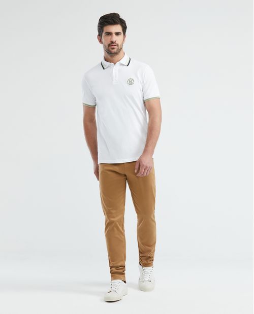 Camiseta de Hombre Tipo Polo, Slim Fit Manga Corta - Rayas en Tejidos