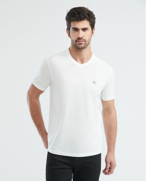 Camiseta Básica de Hombre, Slim Fit Cuello en V - Algodón Pima