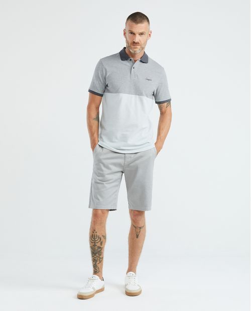 Camiseta de Hombre Tipo Polo, Slim Fit Manga Corta - Piqué Oxford Bloques de Color