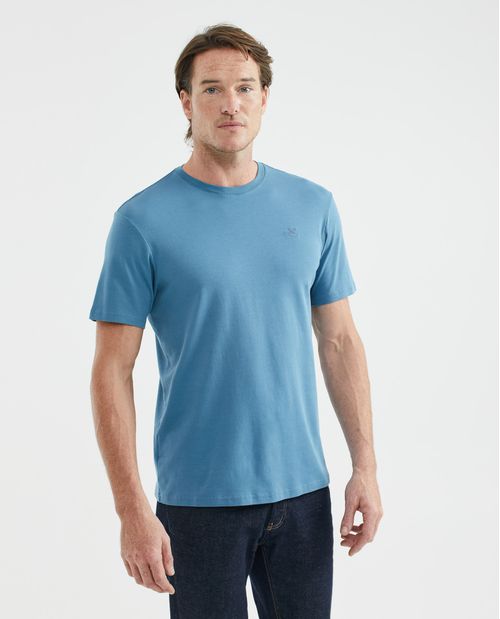 Camiseta Básica de Hombre, Slim Fit Cuello Redondo - 100% Algodón Doble Punto