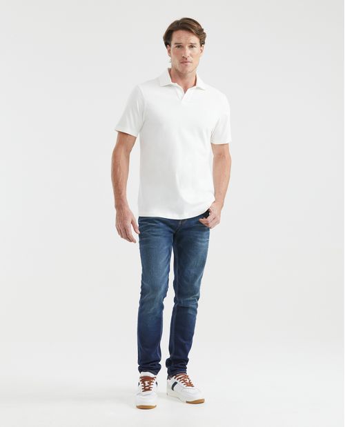 Camiseta de Hombre Tipo Polo, Slim Fit Manga Corta - Perilla en V