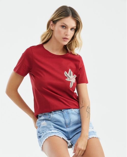 Camiseta Gráfica de Mujer, Manga Corta Cuello Redondo - Gráficos en Frente y Espalda