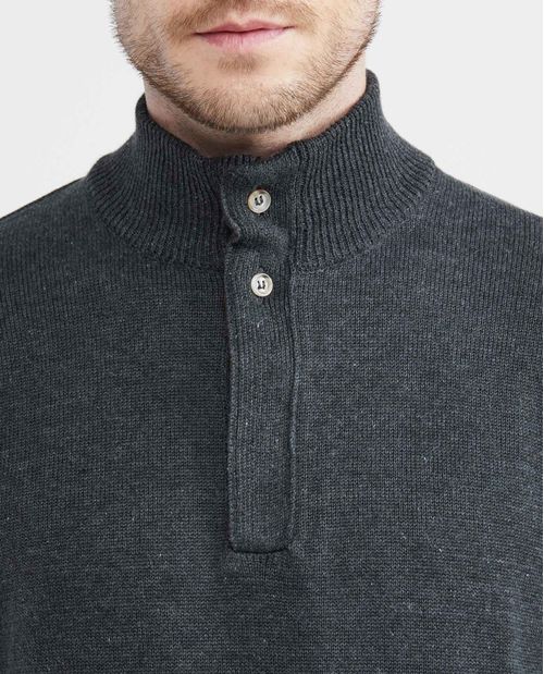 Suéter Tejido para Hombre, Cerrado Cuello Alto - Media Perilla con Botones
