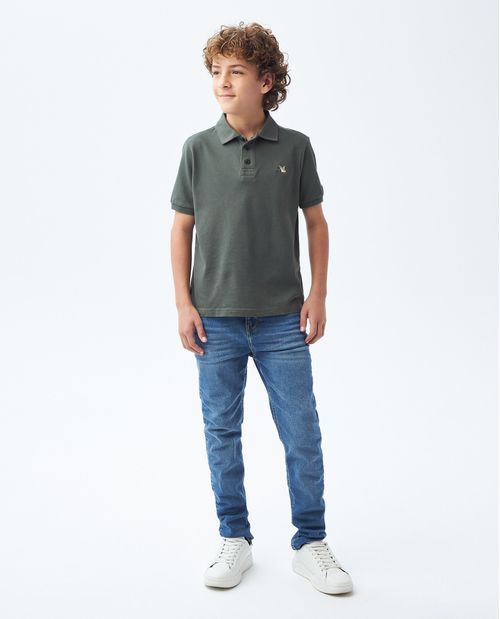 Camiseta de Niño Tipo Polo, Straight Fit Manga Corta - Diseño Básico Fondo Entero
