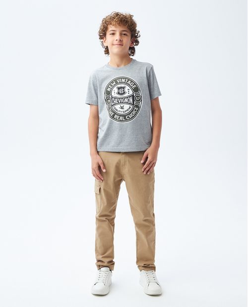 Camiseta Gráfica de Niño, Straight Fit Cuello Redondo - Diseño Frontal Estampado