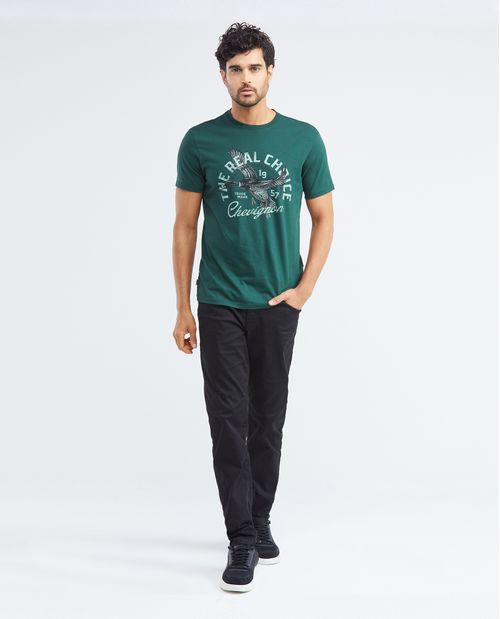 Camiseta Gráfica de Hombre, Slim Fit Cuello Redondo - Diseño Tipográfico Frontal