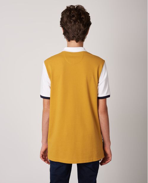 Camiseta de Niño Tipo Polo, Regular Fit Manga Corta - Bloques de Color