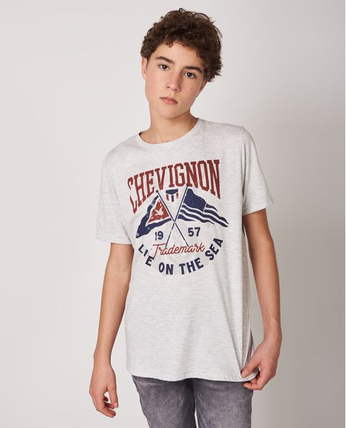 Camiseta de Niño, Regular Fit Cuello Redondo - Gráfico Textil Jaspe