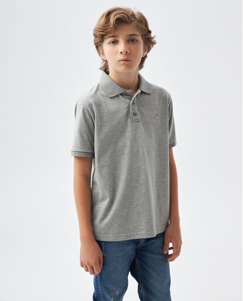 Camiseta de Niño Tipo Polo, Straight Fit Manga Corta - Fondo Entero Efecto Jaspe