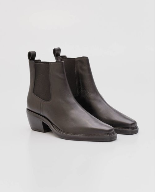 Botas de Mujer en Cuero Anilina Liso, Tipo Western - Caña Media Ajustada