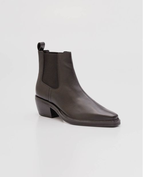 Botas de Mujer en Cuero Anilina Liso, Tipo Western - Caña Media Ajustada