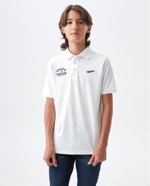 Camiseta de Niño Tipo Polo, Straight Fit Manga Corta - Bordados