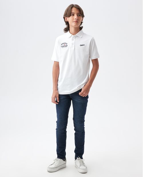 Camiseta de Niño Tipo Polo, Straight Fit Manga Corta - Bordados