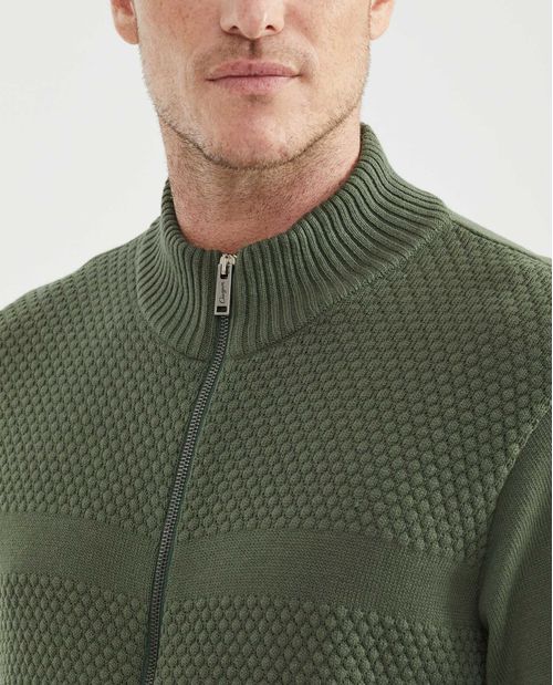 Chaqueta Tejida para Hombre, Cuello Nerú - Bolsillos de Ribete