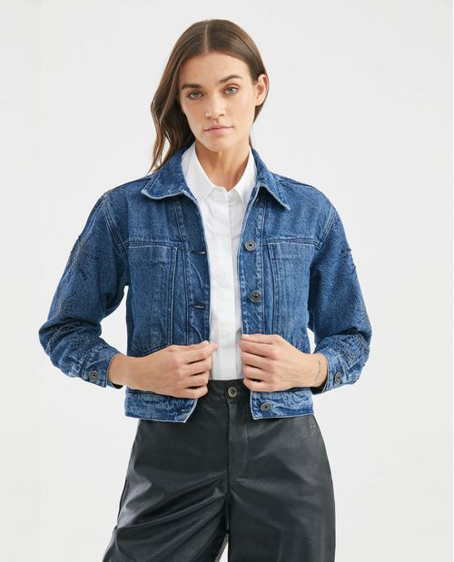 Chaqueta de Mujer, Tipo Trucker - Piedras