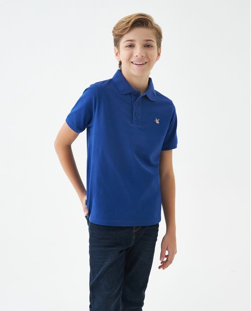 Camiseta de Niño Tipo Polo, Straight Fit Manga Corta - Diseño Básico Fondo Entero