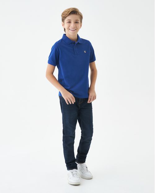 Camiseta de Niño Tipo Polo, Straight Fit Manga Corta - Diseño Básico Fondo Entero