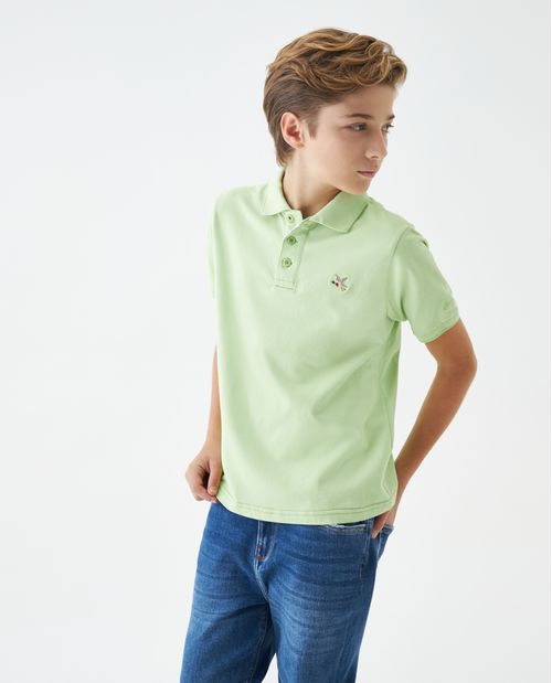 Camiseta de Niño Tipo Polo, Straight Fit Manga Corta - Diseño Básico Fondo Entero