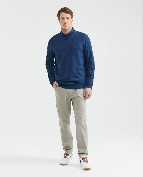 Buzo de Hombre, Cerrado Cuello Redondo - Tipo Sweatshirt Rayas Bordado Frontal Monocromático