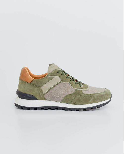 Tenis de Hombre, Estilo Runner - Cuero y Material Textil