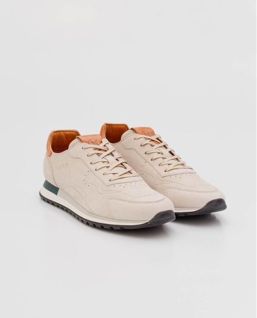 Tenis de Hombre, Estilo Runner - Cuero Gamuzado + Repujados Decorativos