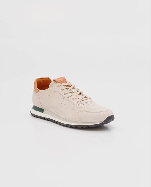 Tenis de Hombre, Estilo Runner - Cuero Gamuzado + Repujados Decorativos