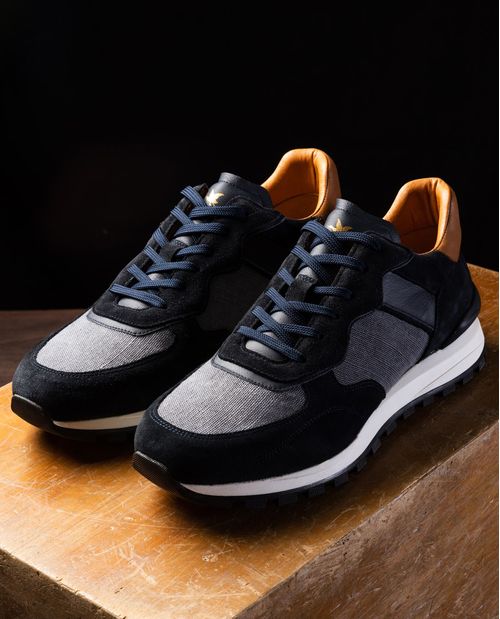 Tenis de Hombre, Estilo Runner - Cuero y Material Textil