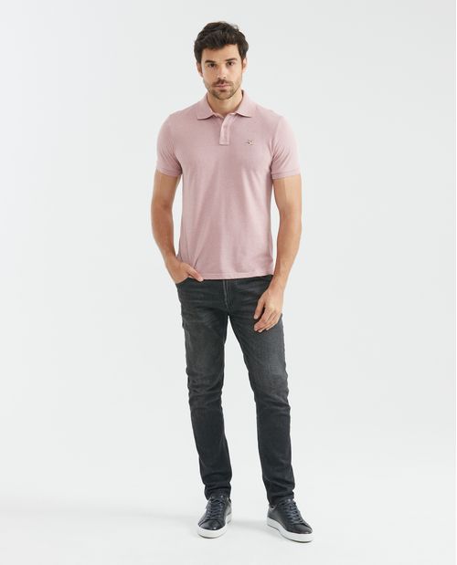 Camiseta de Hombre Tipo Polo, Slim Fit Manga Corta - Efecto Jaspe