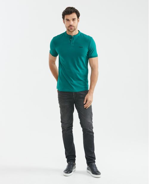 Camiseta de Hombre Tipo Polo, Slim Fit Manga Corta - Cuello Nerú