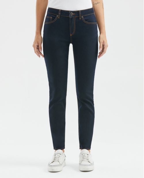 Jean de Mujer High Rise, Cosmo, Bota Skinny - Azul Oscuro Raw