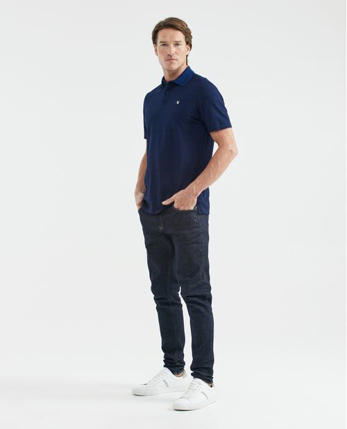Camiseta de Hombre Tipo Polo, Slim Fit Manga Corta - Hilos Denim