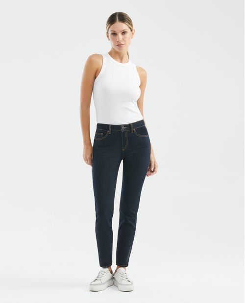 Jean de Mujer High Rise, Cosmo, Bota Skinny - Azul Oscuro Raw